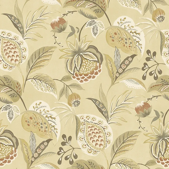 3125-72302 | Bohemian Mustard Jacobean Wallpaper