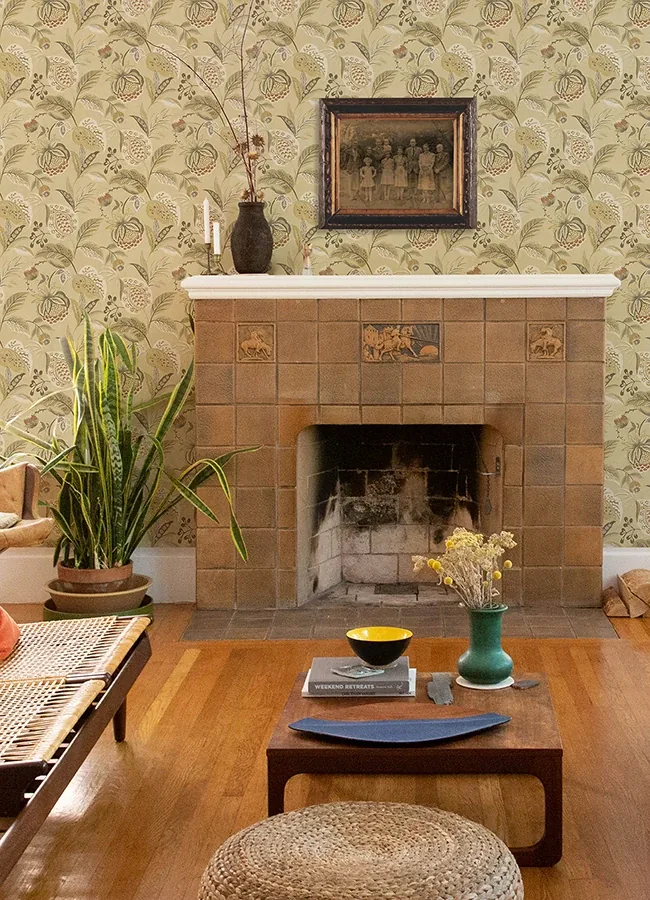 Brewster Home Fashions Bohemian Mustard Jacobean Wallpaper - SKU 3125-72302