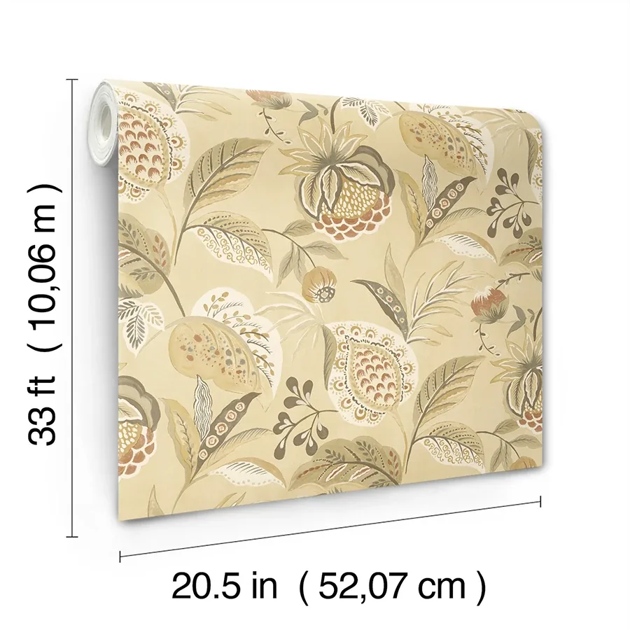 Brewster Home Fashions Bohemian Mustard Jacobean Wallpaper - SKU 3125-72302