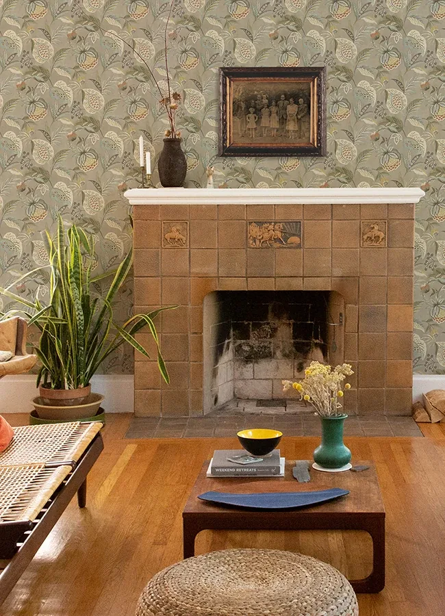 Brewster Home Fashions Bohemian Taupe Jacobean Wallpaper | Wallpaper Twins Brewster Home Fashions Bohemian Taupe Jacobean Wallpaper - SKU 3125-72301