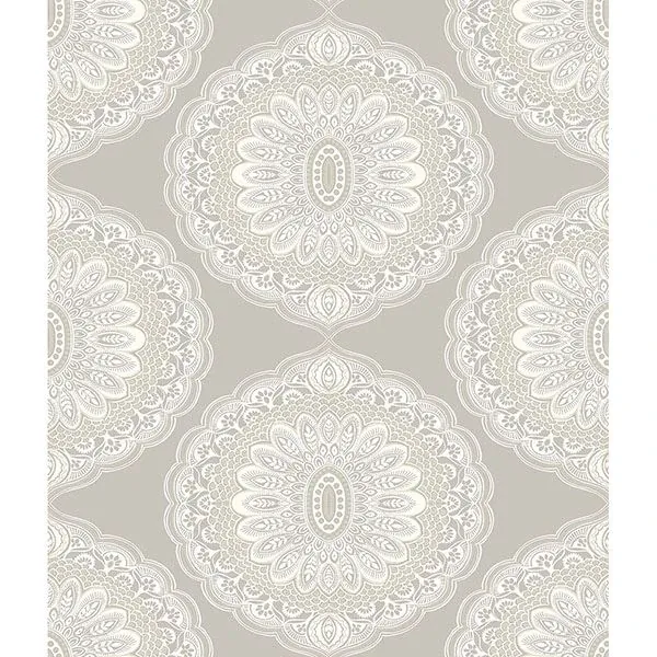 Brewster Home Fashions Bolinas Grey Medallion Wallpaper - SKU 3117-12301