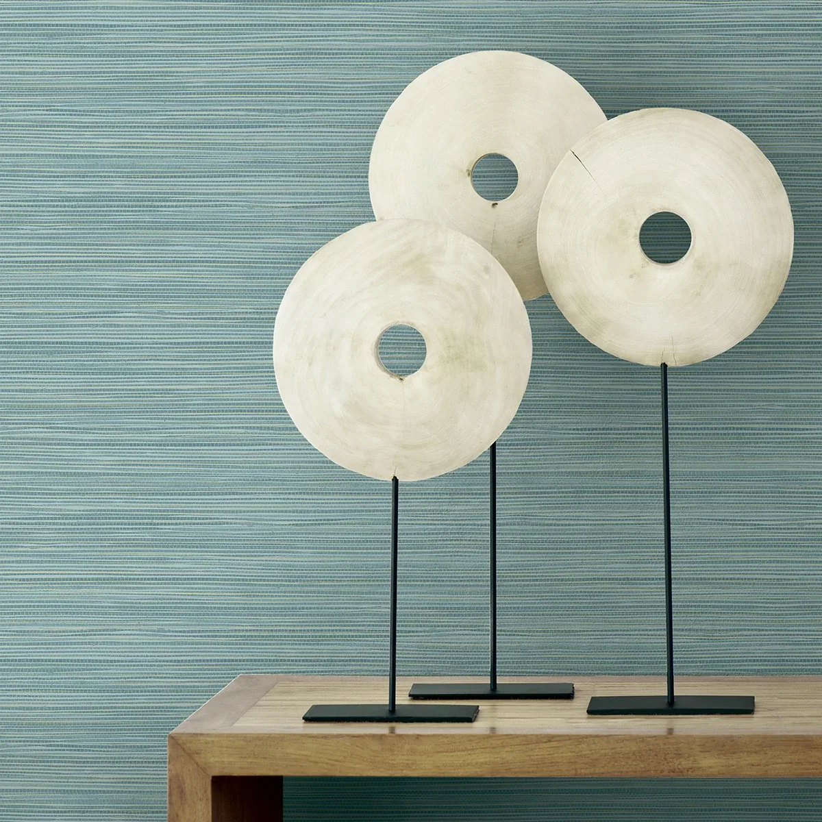 Brewster Home Fashions Bondi Teal Grasscloth Texture Wallpaper - SKU 2984-40902