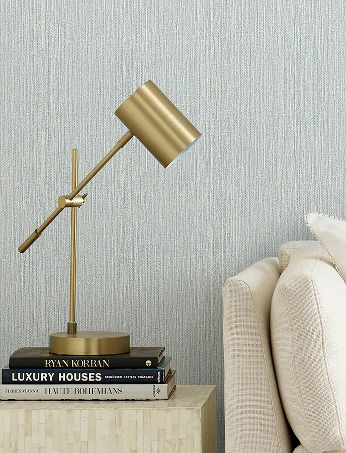 Brewster Home Fashions Bowman Light Blue Faux Linen Wallpaper - SKU 4144-9153