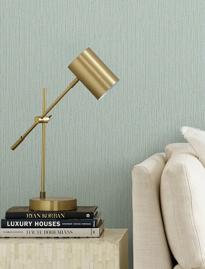 Brewster Home Fashions Bowman Sea Green Faux Linen Wallpaper - SKU 4144-9155