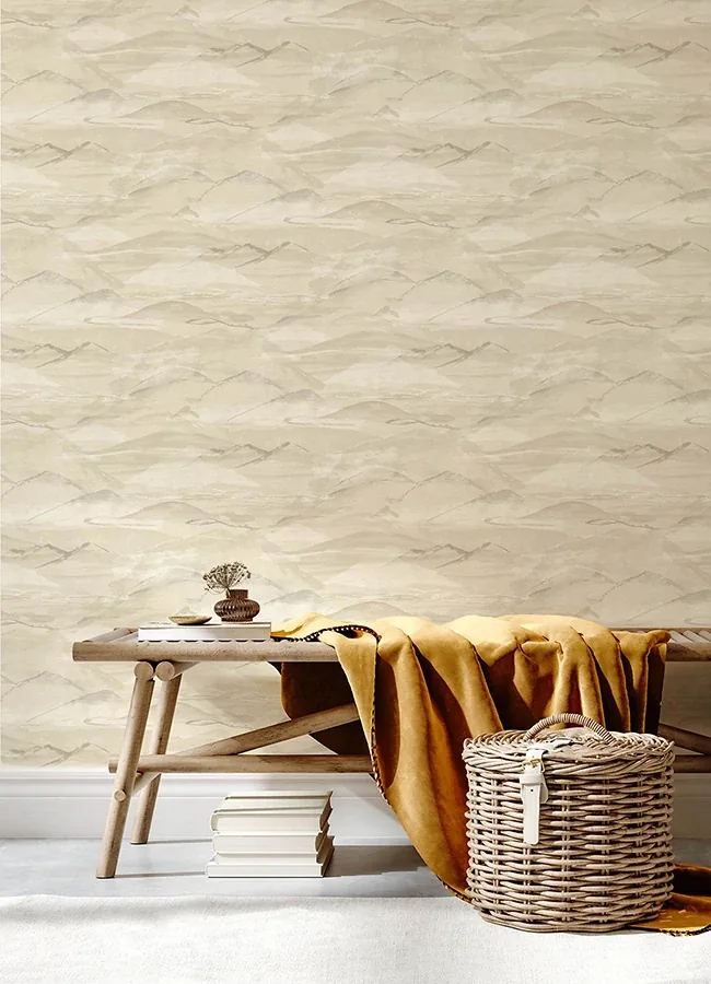 Brewster Home Fashions Bozeman Mountains Bone Wallpaper - SKU 4142-72627