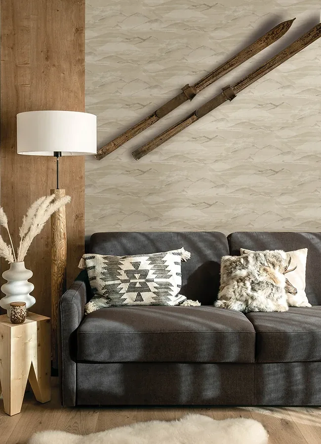 Brewster Home Fashions Bozeman Mountains Bone Wallpaper - SKU 4142-72627