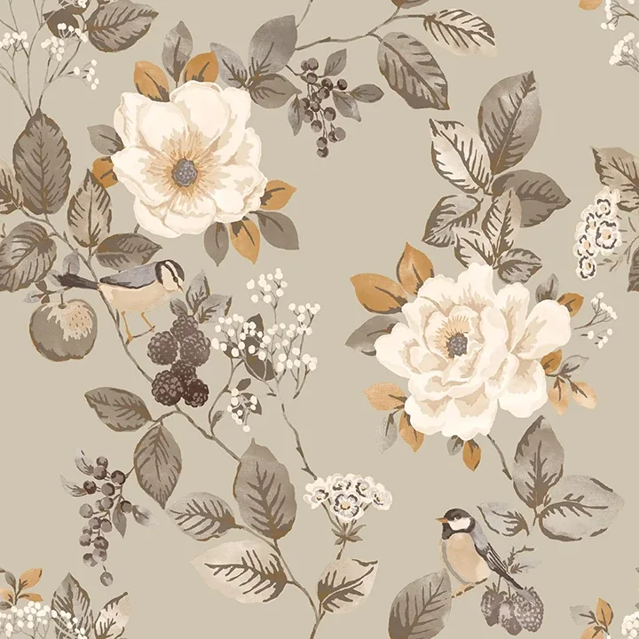 BG2301 | Bramble Beige Floral Wallpaper