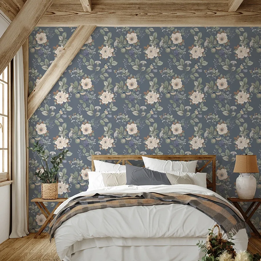 Brewster Home Fashions Bramble Blue Floral Wallpaper - SKU BG2300