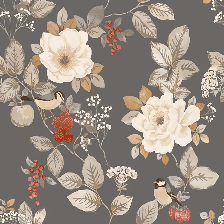 BG2303 | Bramble Charcoal Floral Wallpaper