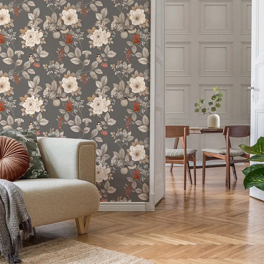 Brewster Home Fashions Bramble Charcoal Floral Wallpaper | Wallpaper Twins Brewster Home Fashions Bramble Charcoal Floral Wallpaper - SKU BG2303