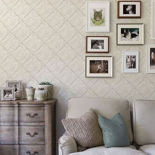 Brewster Home Fashions Brandi White Tin Tile Wallpaper - SKU 2904-13091