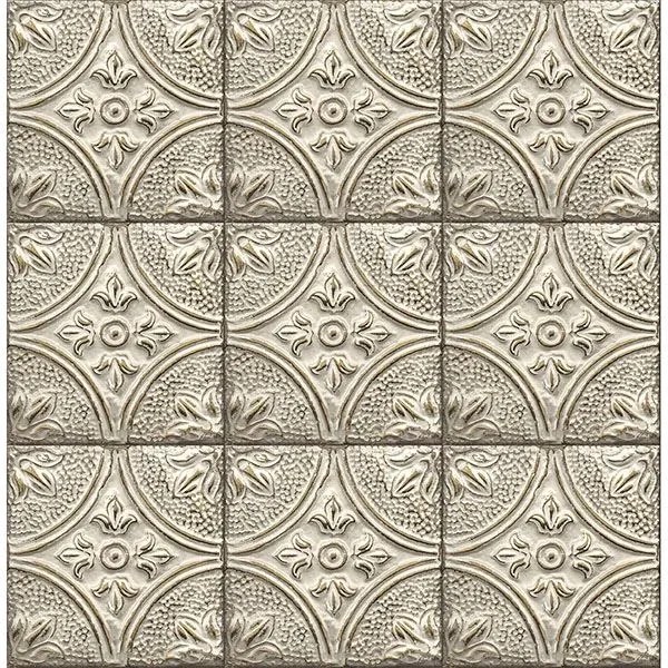 Brewster Home Fashions Brasserie White Tin Ceiling Tile Wallpaper - SKU 2767-23764