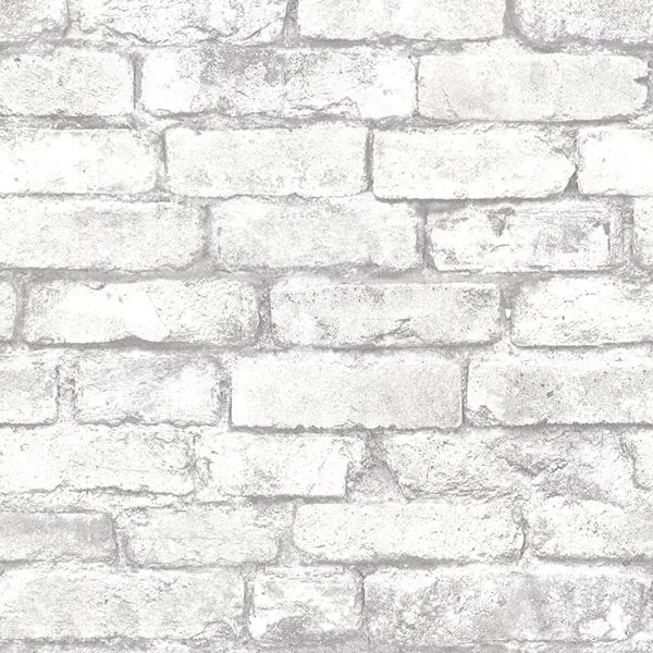 Brewster Home Fashions Brickwork Light Grey Exposed Brick Wallpaper - SKU 2604-21261