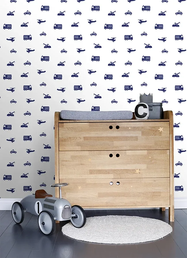 Brewster Home Fashions Briony Navy Vehicles Wallpaper - SKU 4060-137321