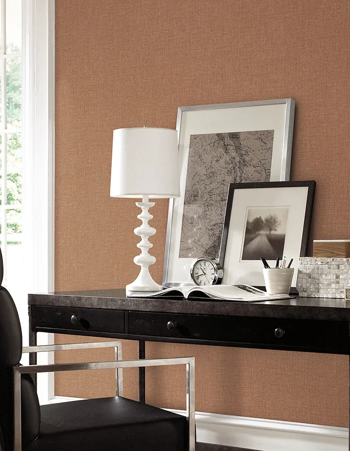 Brewster Home Fashions Broadwick Rust Faux Linen Wallpaper - SKU 4140-3720