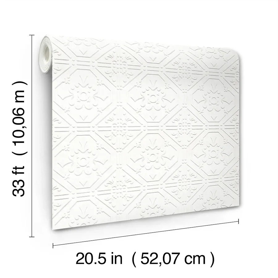 Brewster Home Fashions Brooklyn White Tin Paintable Wallpaper - SKU 4134-93996