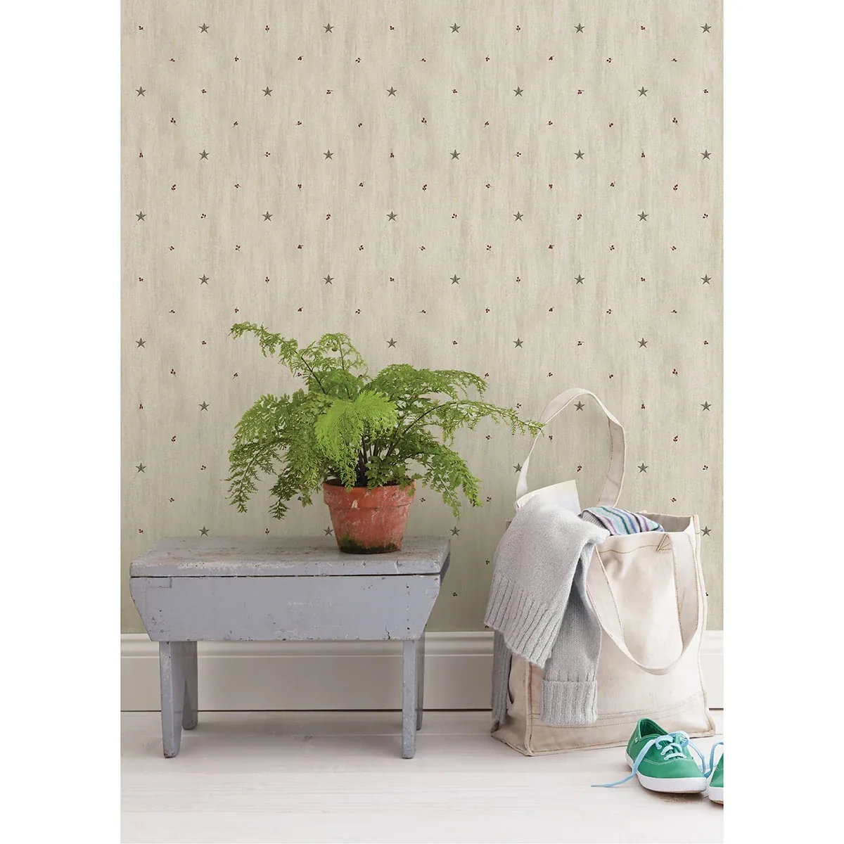 Brewster Home Fashions Bryndle Grey Barnstar & Sprigs Wallpaper - SKU CTR090611