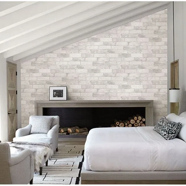Brewster Home Fashions Bushwick Off White Reclaimed Bricks Wallpaper - SKU 2766-22321