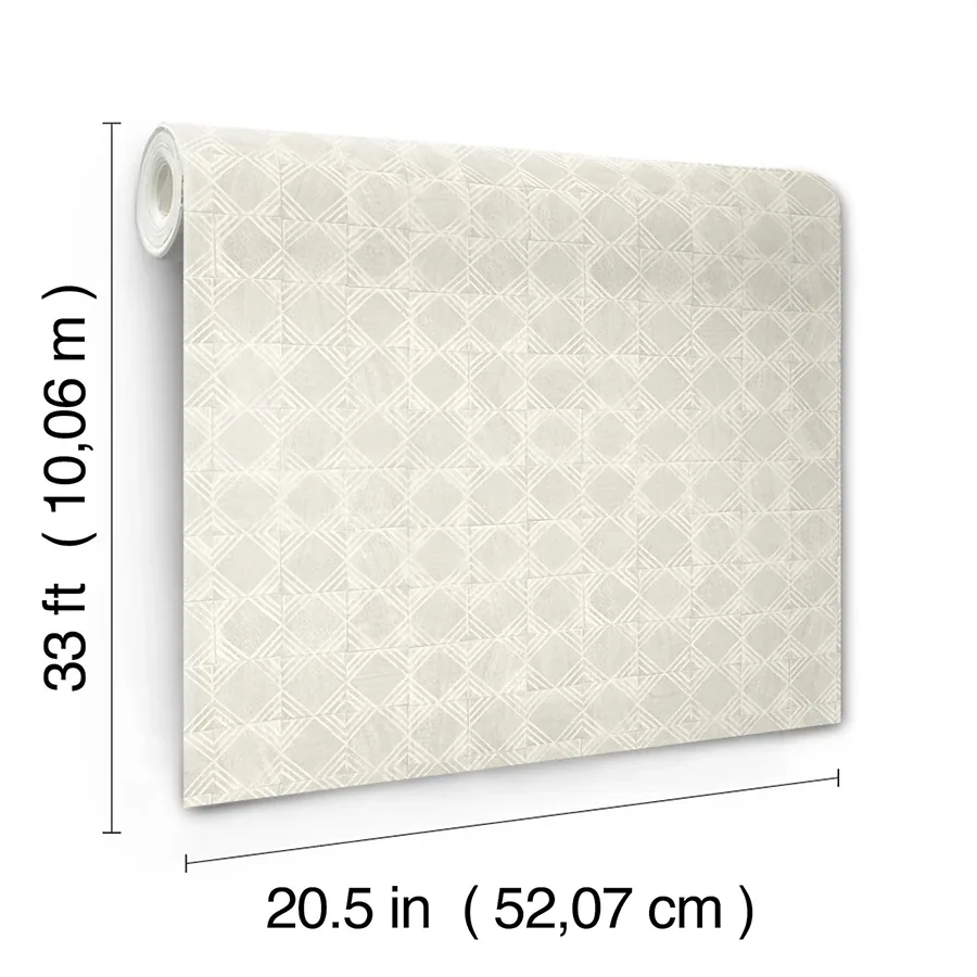 Brewster Home Fashions Button Block Light Grey Geometric Wallpaper - SKU 3125-72309