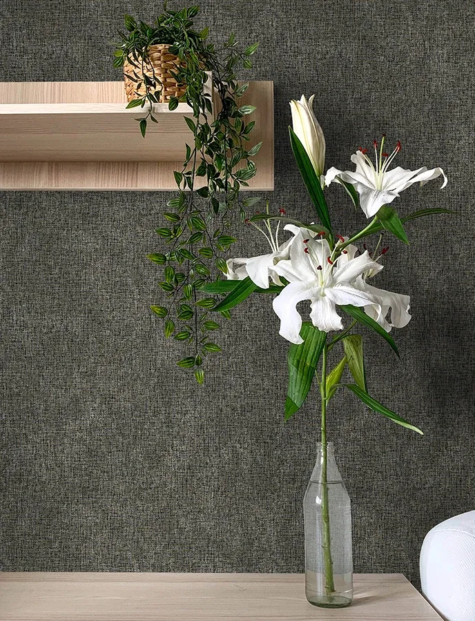 Brewster Home Fashions Buxton Charcoal Faux Weave Wallpaper - SKU 4144-9124