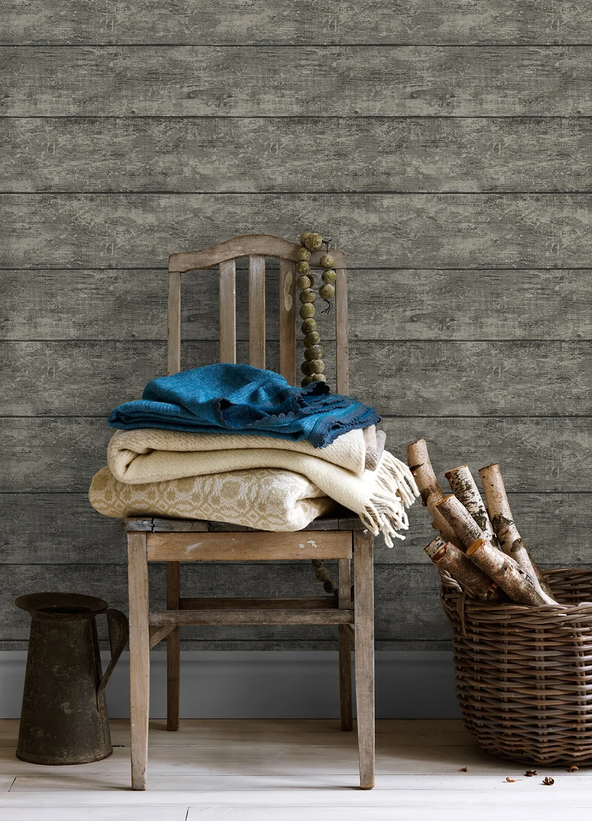 Brewster Home Fashions Cabin Charcoal Wood Planks Wallpaper - SKU 3124-13972