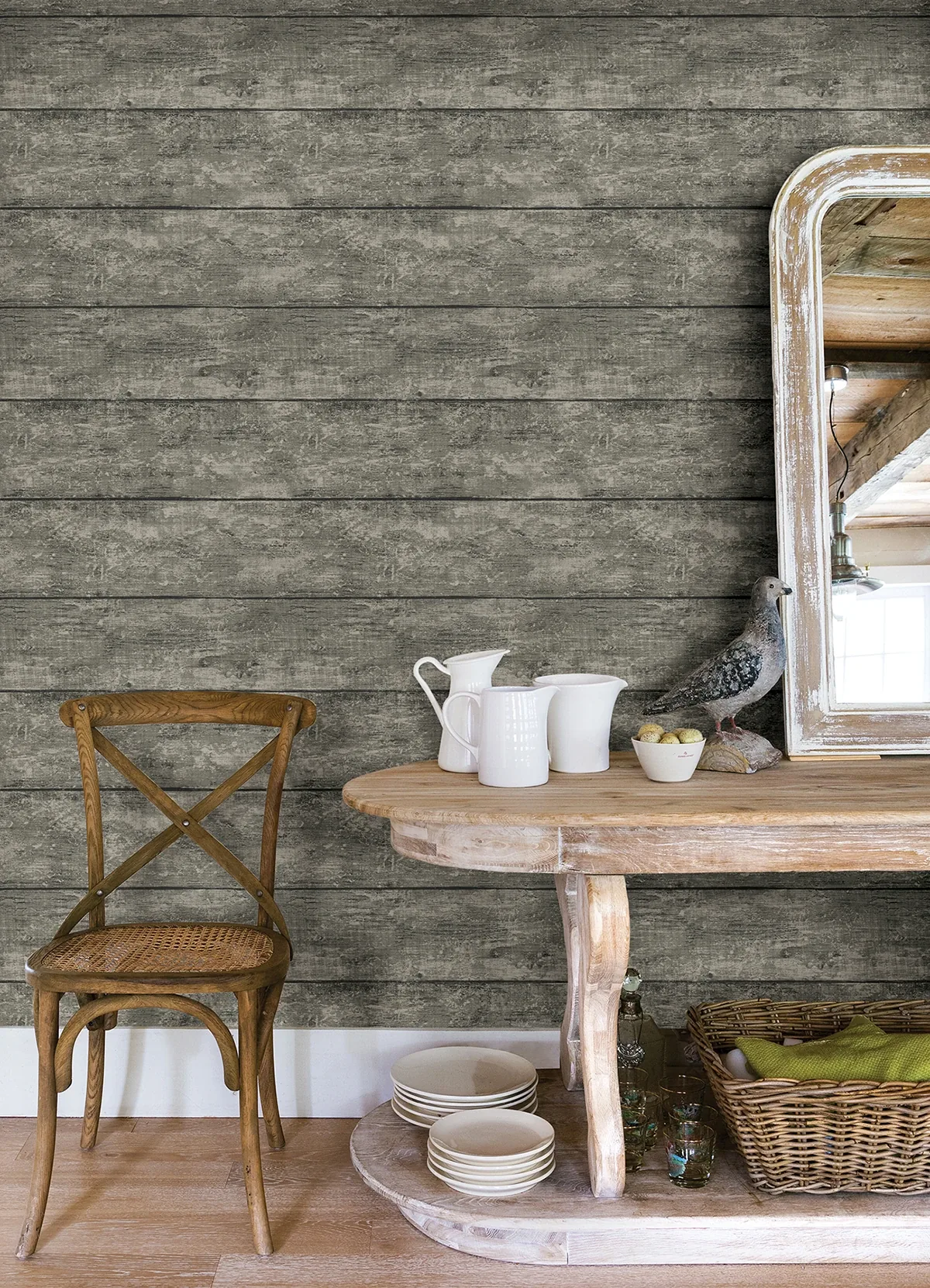 Brewster Home Fashions Cabin Charcoal Wood Planks Wallpaper - SKU 3124-13972