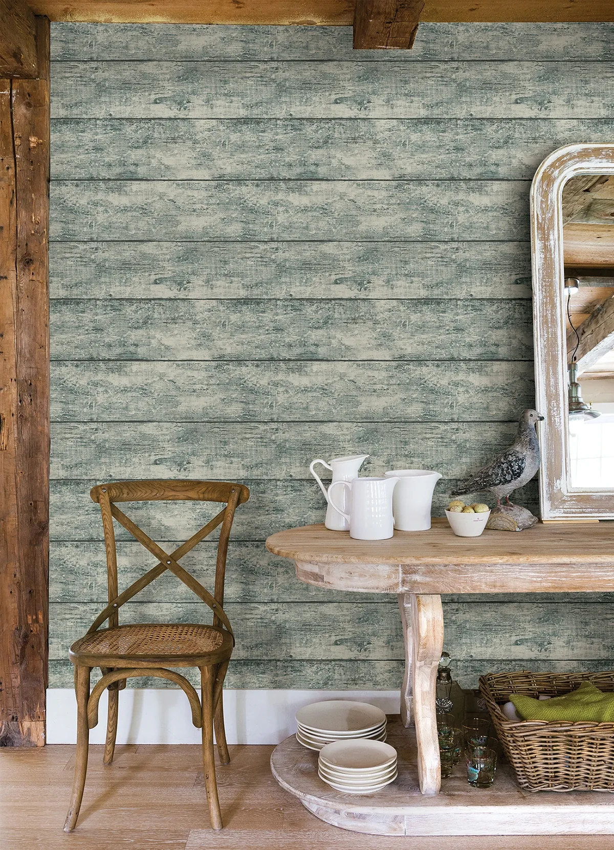 Brewster Home Fashions Cabin Teal Wood Planks Wallpaper - SKU 3124-13973