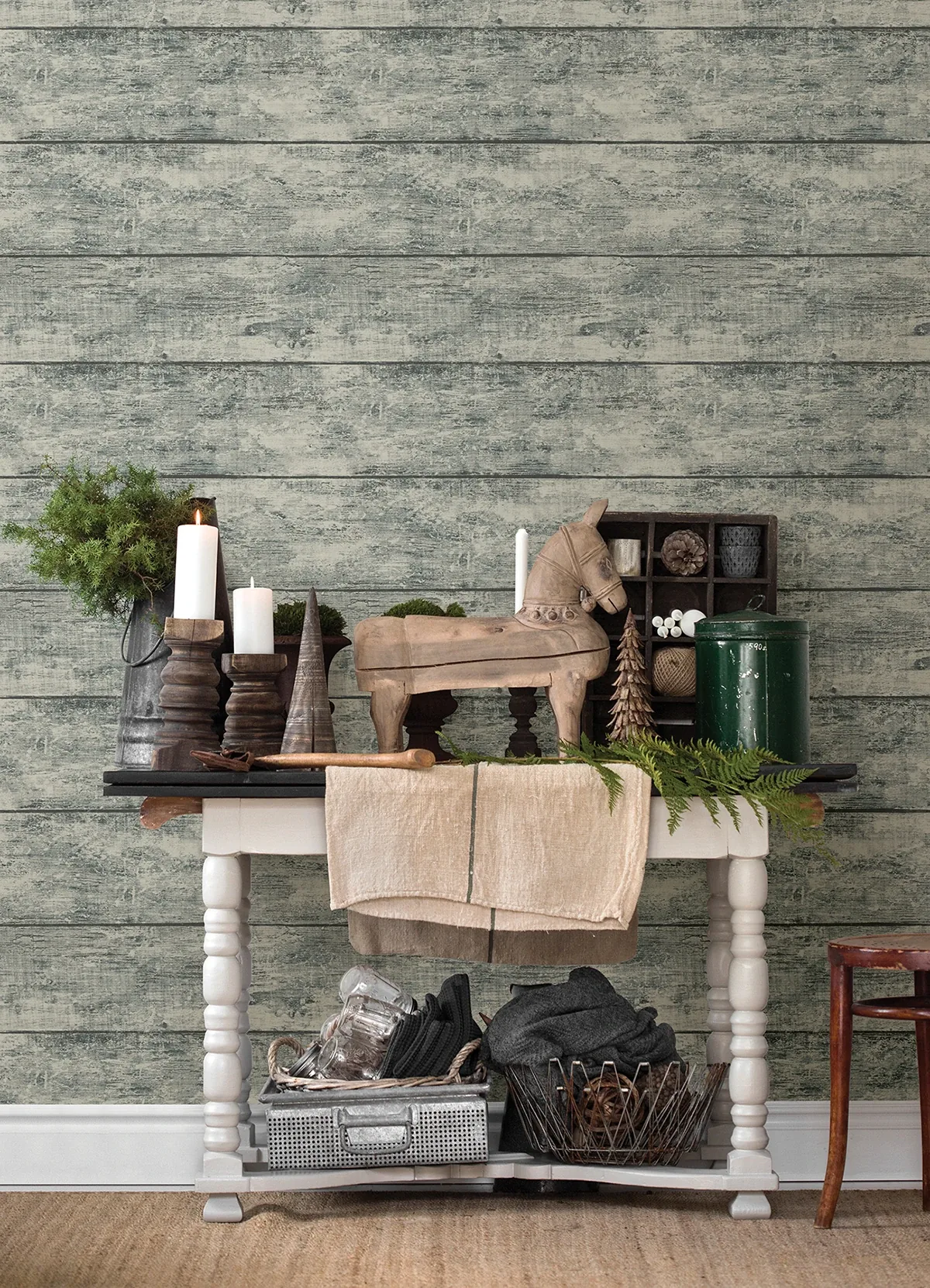 Brewster Home Fashions Cabin Teal Wood Planks Wallpaper - SKU 3124-13973