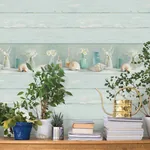 Brewster Home Fashions Cahoon Teal Vases Wallpaper - SKU 3120-53603B