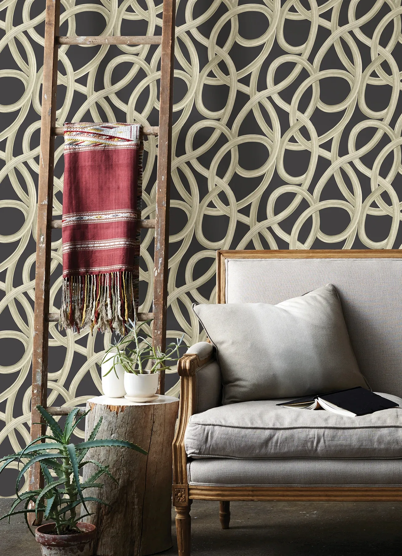 Brewster Home Fashions Calix Black Twisted Geo Wallpaper - SKU CEP50126W
