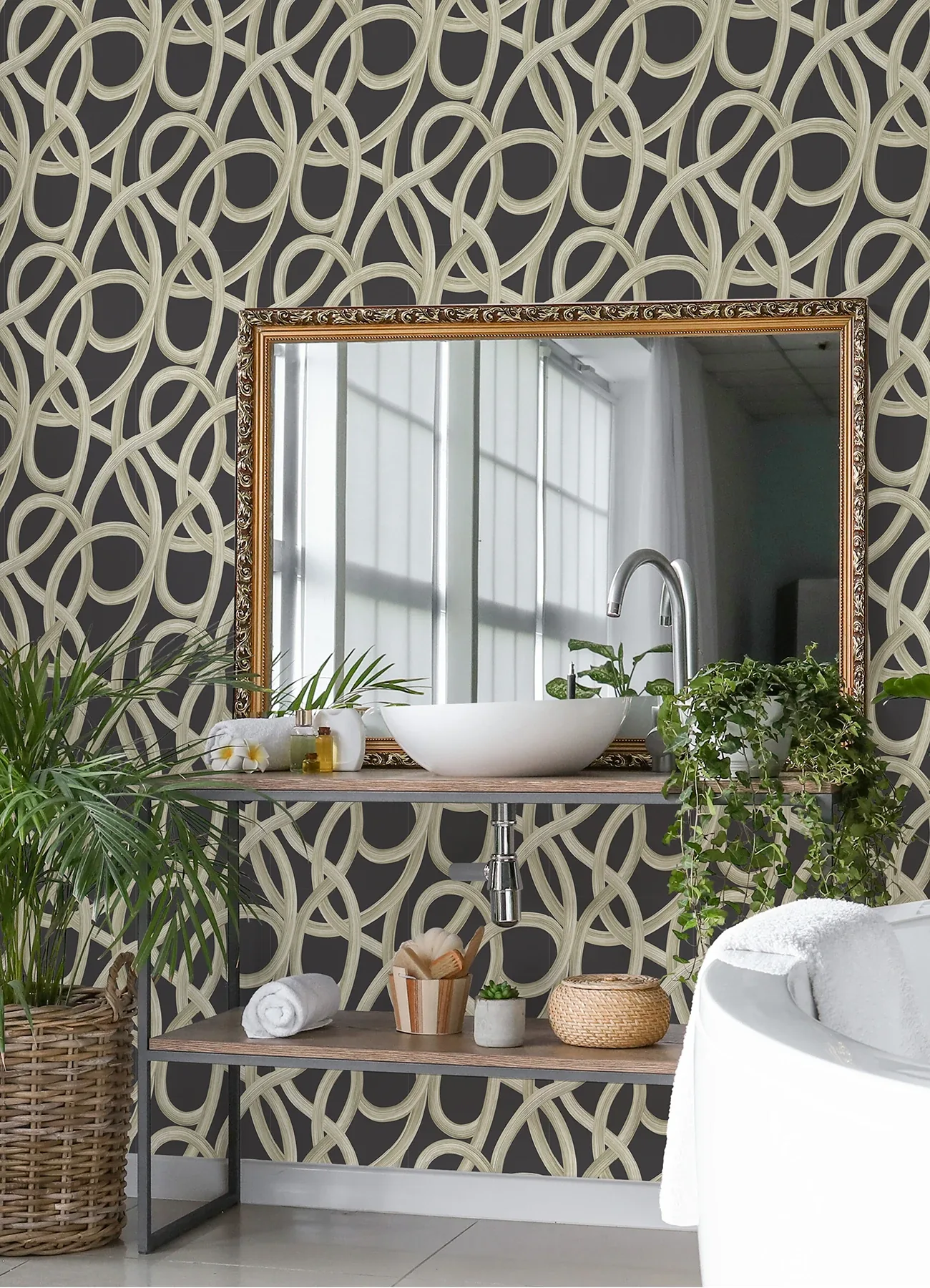 Brewster Home Fashions Calix Black Twisted Geo Wallpaper - SKU CEP50126W