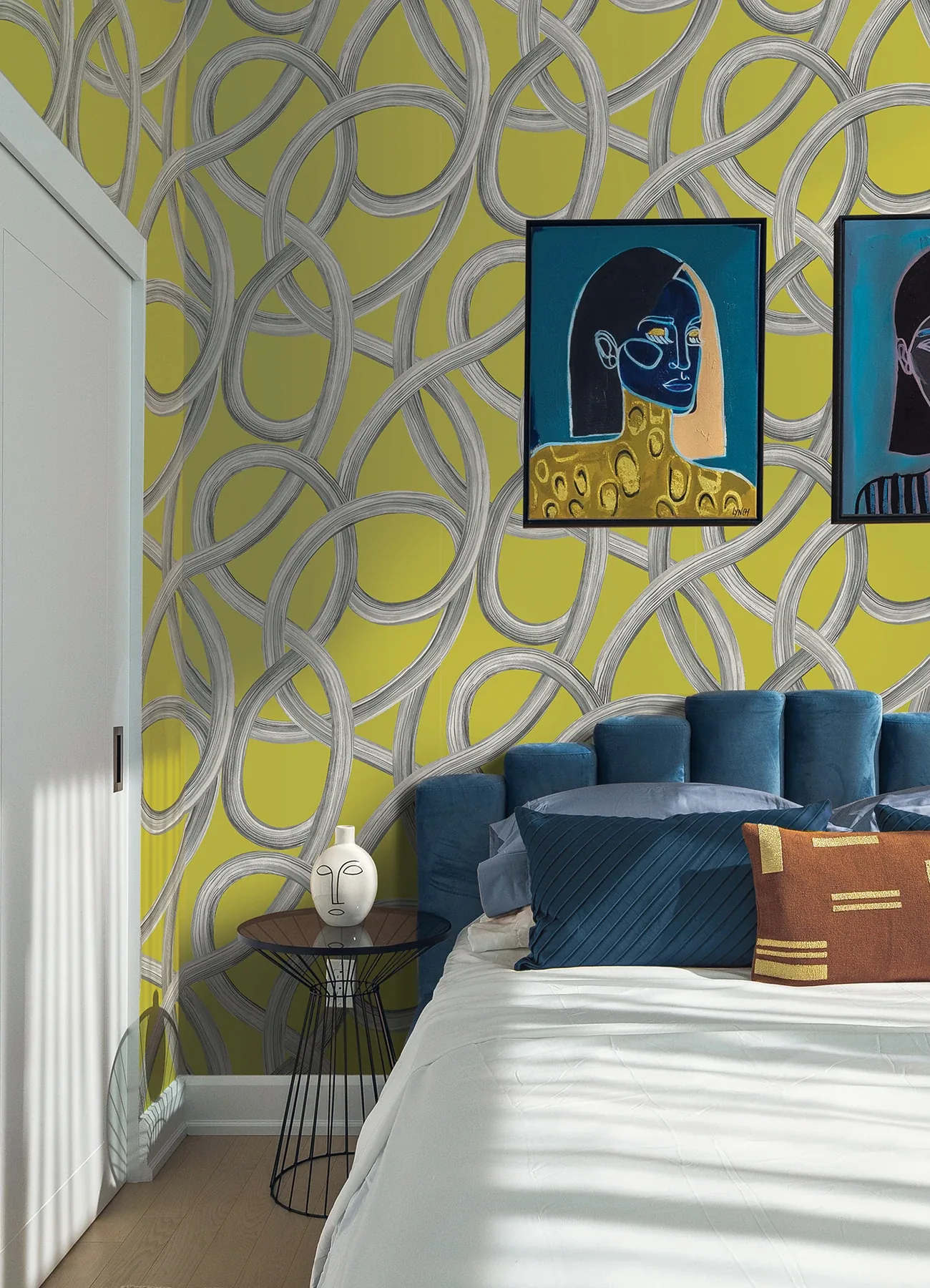Brewster Home Fashions Calix Chartreuse Twisted Geo Wallpaper - SKU CEP50125W