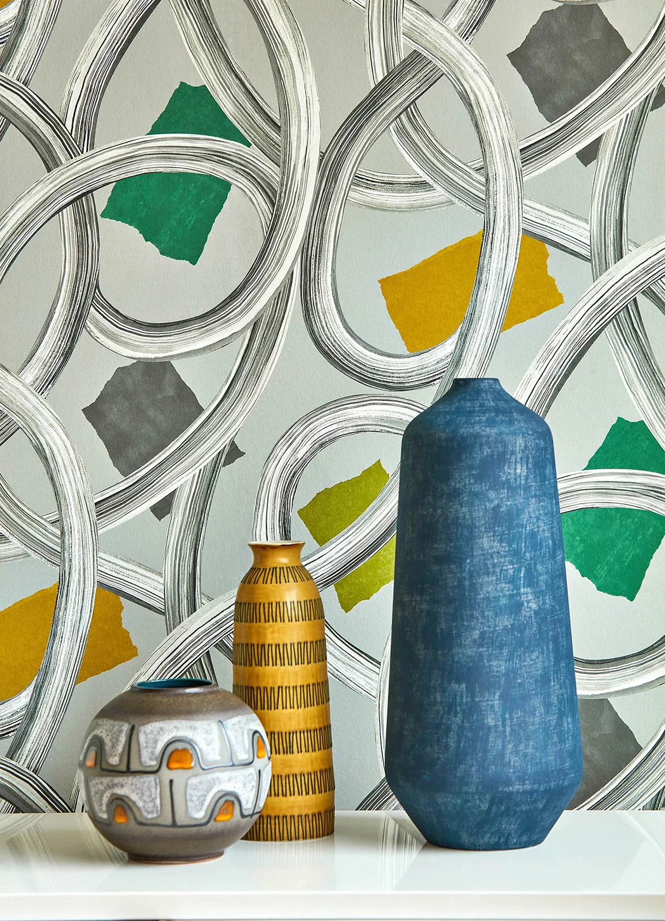 Brewster Home Fashions Calix Grey Twisted Geo Wallpaper - SKU CEP50128W