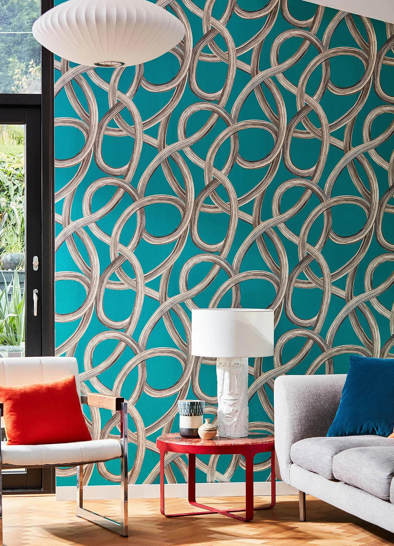 Brewster Home Fashions Calix Turquoise Twisted Geo Wallpaper - SKU CEP50124W