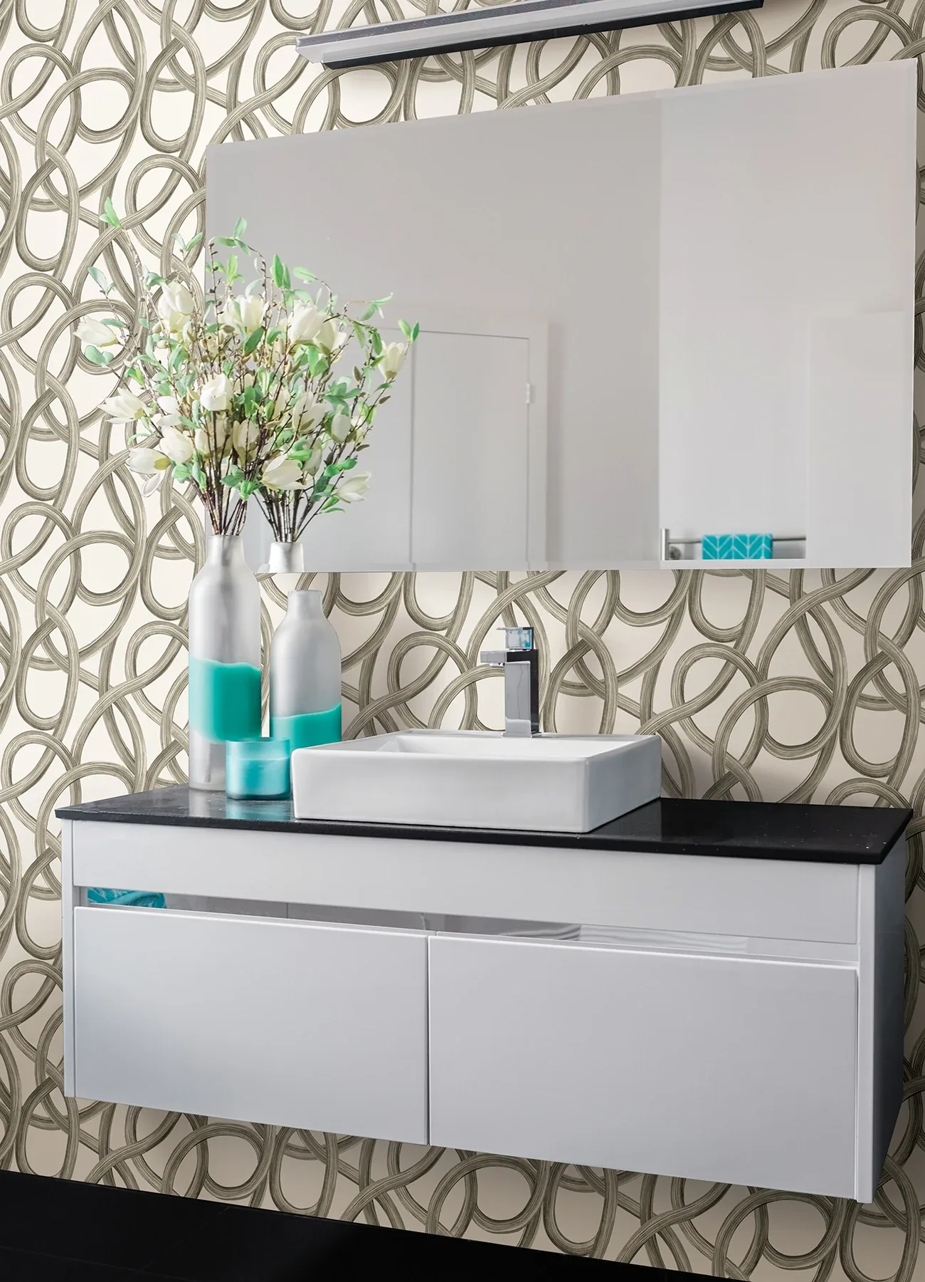 Brewster Home Fashions Calix White Twisted Geo Wallpaper - SKU CEP50127W