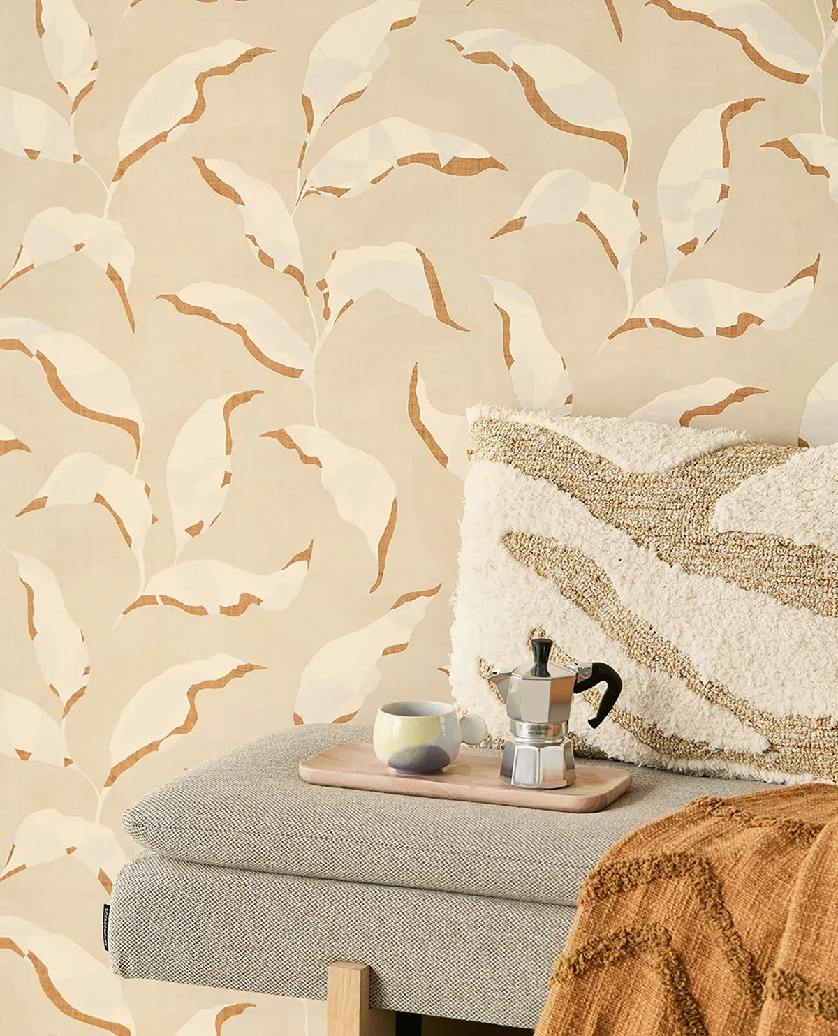 Brewster Home Fashions Callista Neutral Leaves Wallpaper - SKU EJ318050