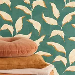 Brewster Home Fashions Callista Teal Leaves Wallpaper - SKU EJ318055