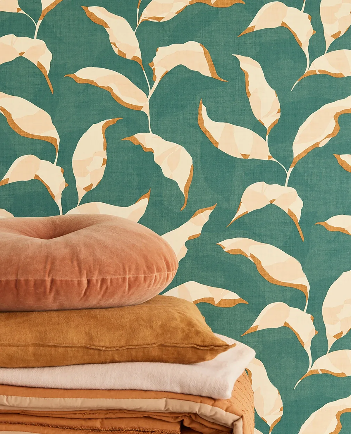 Brewster Home Fashions Callista Teal Leaves Wallpaper - SKU EJ318055