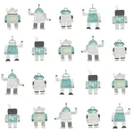 Brewster Home Fashions Callum Teal Robots Wallpaper - SKU 4060-138938