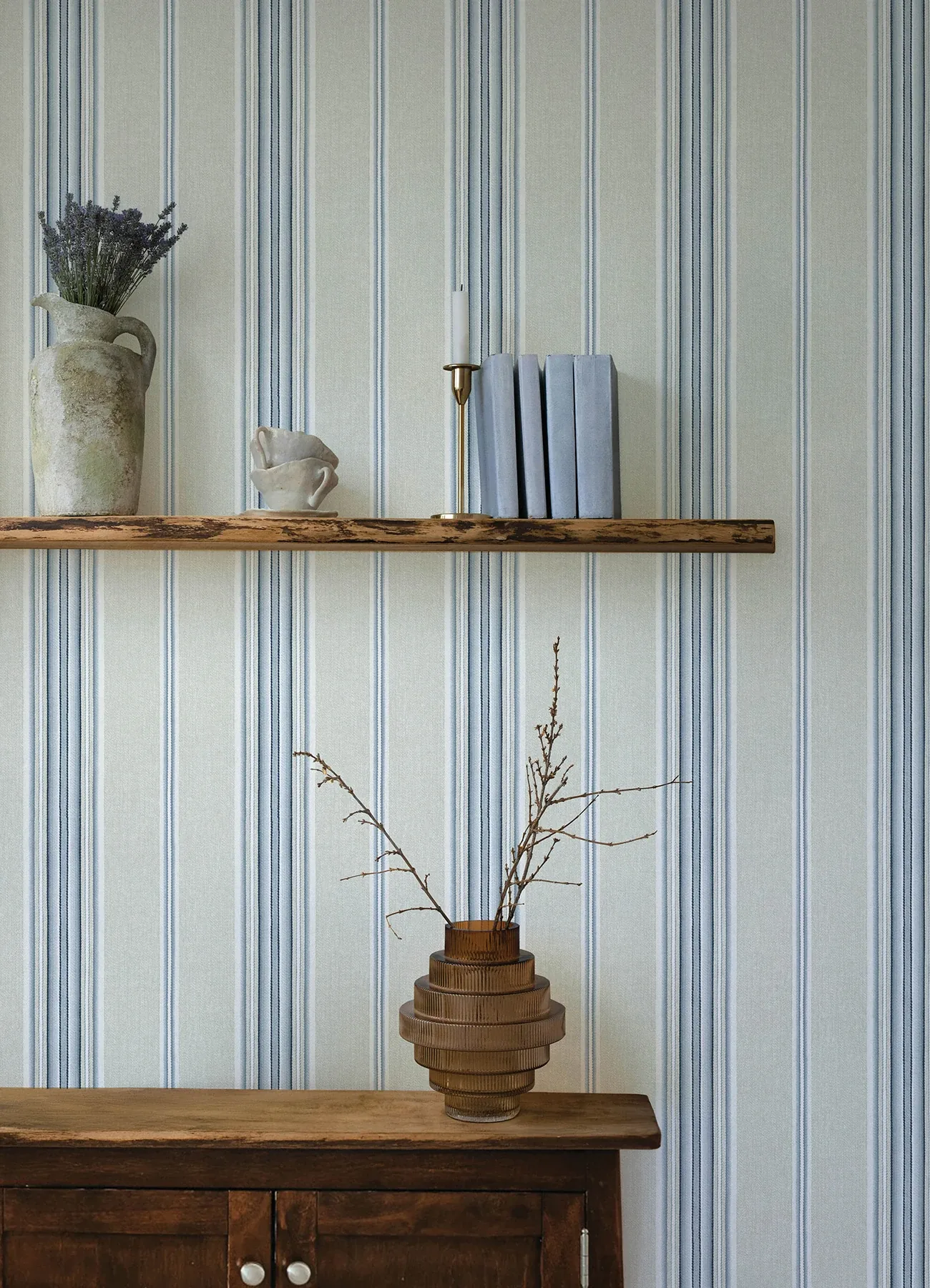 Brewster Home Fashions Calvados Blue Linen Stripe Wallpaper - SKU 4169-83123