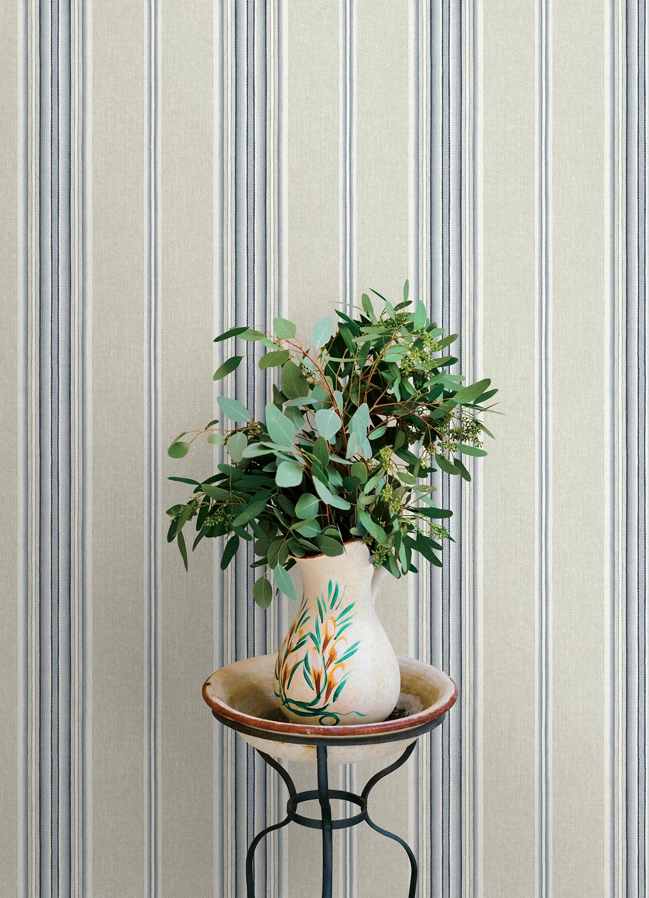 Brewster Home Fashions Calvados Blue Linen Stripe Wallpaper - SKU 4169-83123