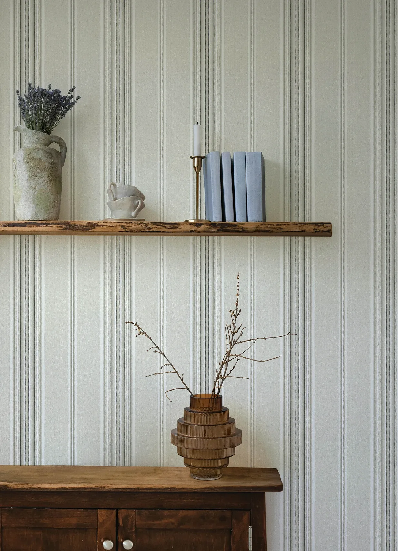 Brewster Home Fashions Calvados Grey Linen Stripe Wallpaper - SKU 4169-83124