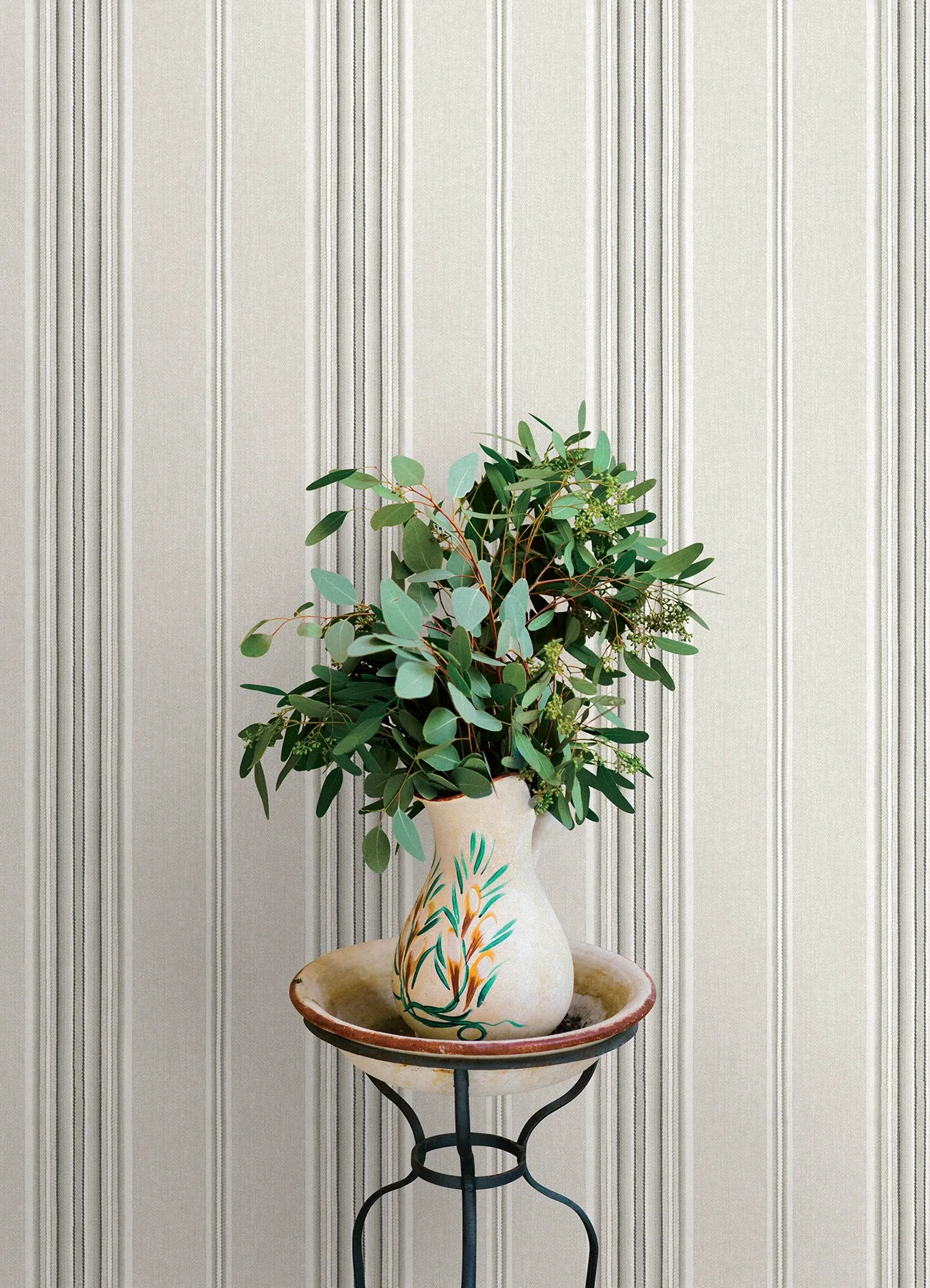 Brewster Home Fashions Calvados Grey Linen Stripe Wallpaper - SKU 4169-83124