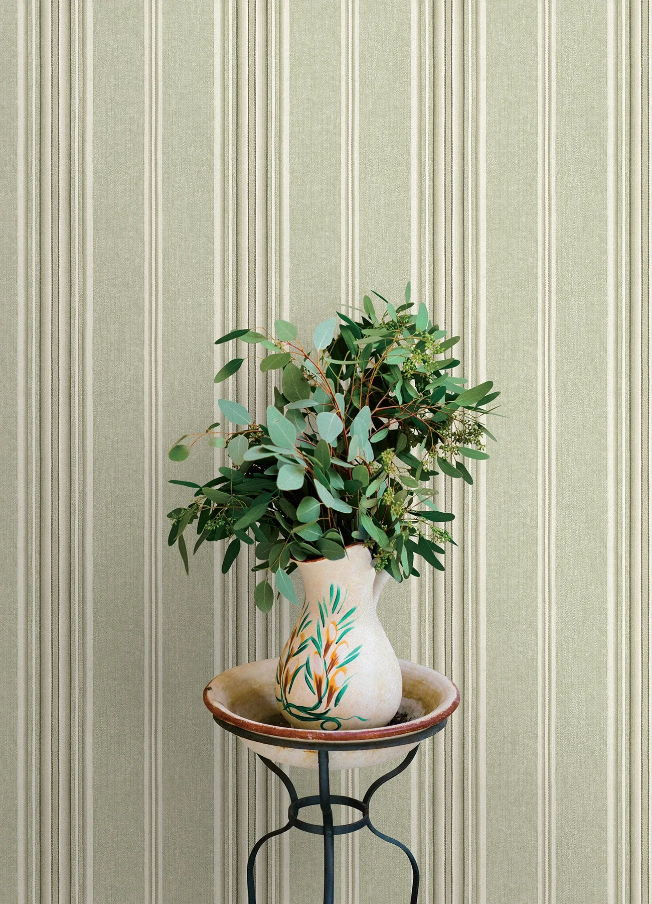 Brewster Home Fashions Calvados Moss Linen Stripe Wallpaper - SKU 4169-83121