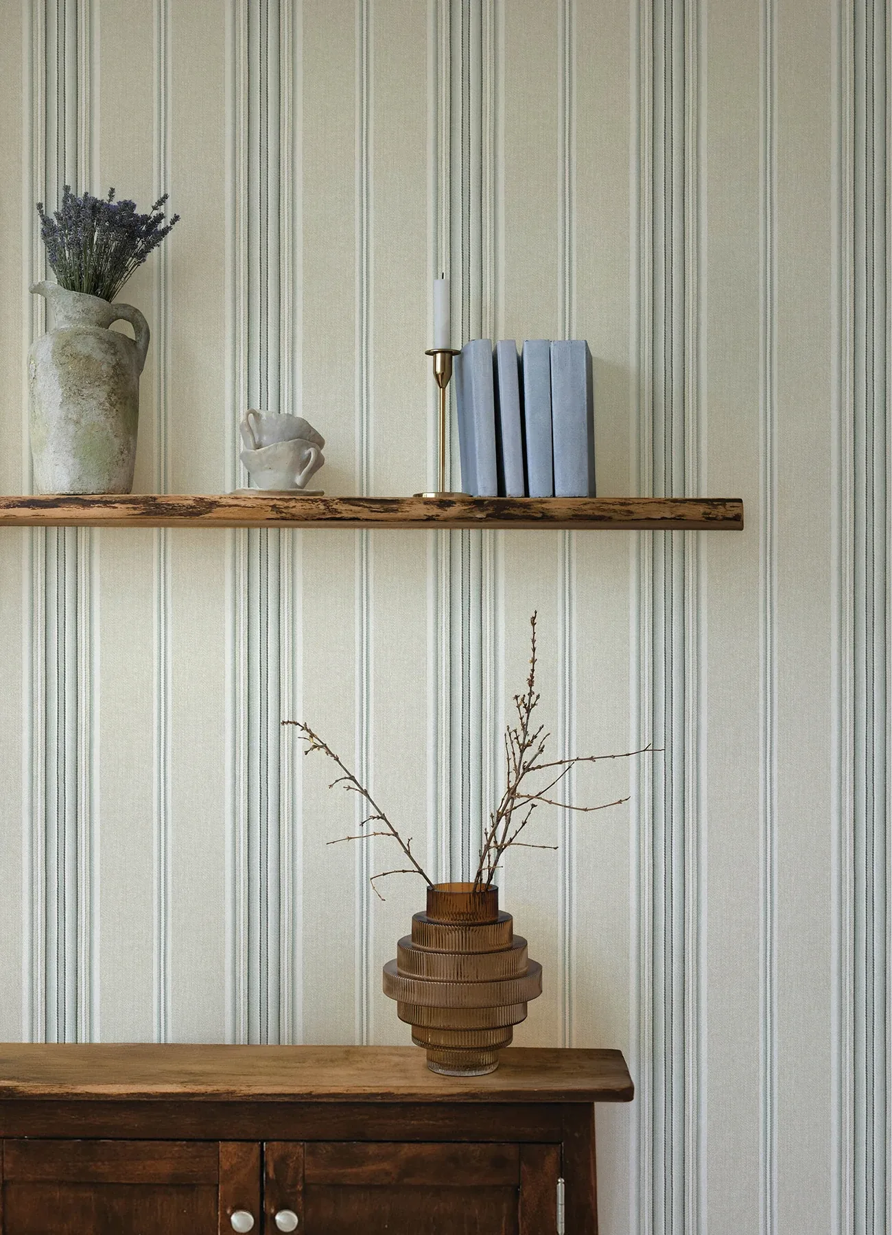 Brewster Home Fashions Calvados Turquoise Linen Stripe Wallpaper - SKU 4169-83122