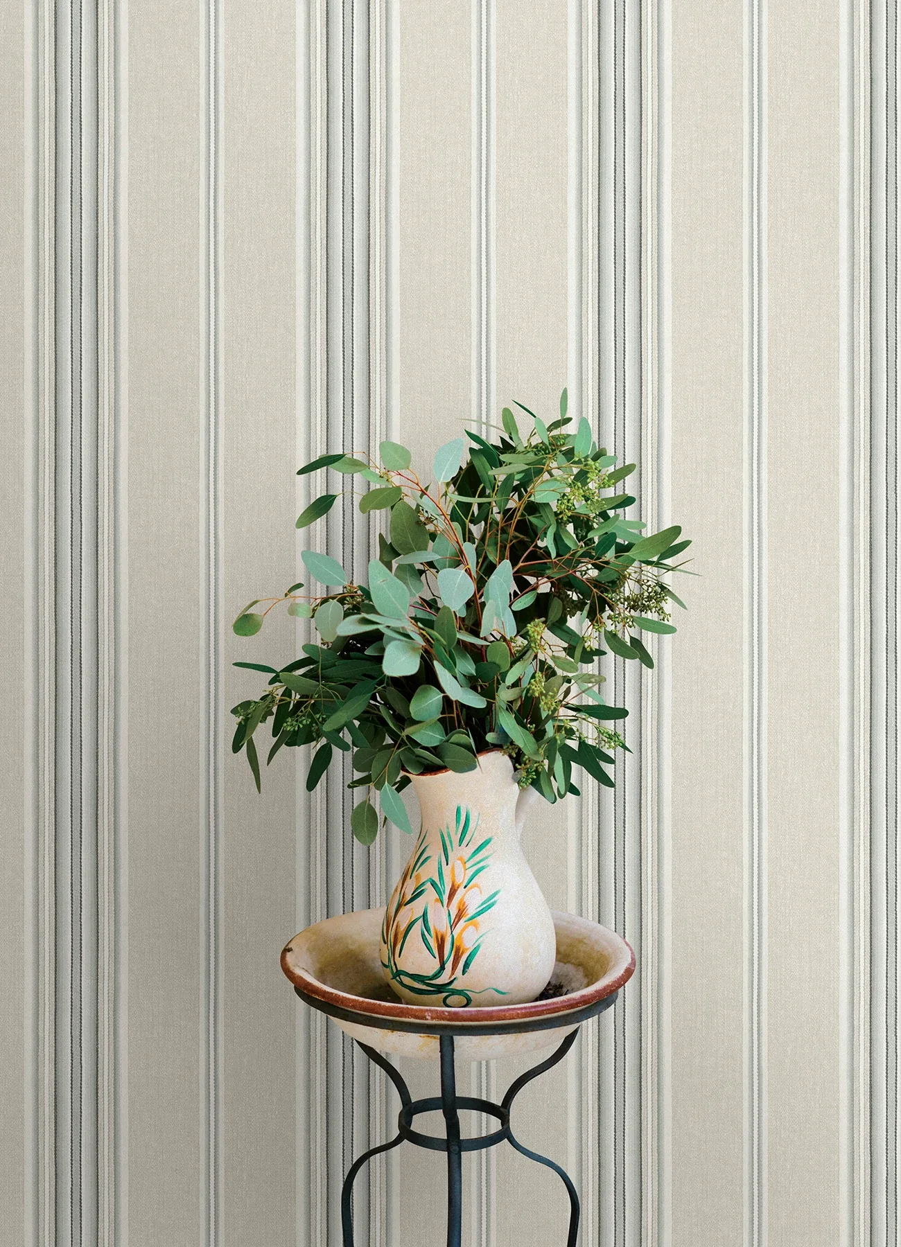 Brewster Home Fashions Calvados Turquoise Linen Stripe Wallpaper - SKU 4169-83122