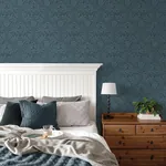 Brewster Home Fashions Camille Navy Damask Wallpaper - SKU M1745
