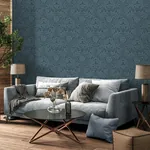 Brewster Home Fashions Camille Navy Damask Wallpaper - SKU M1745