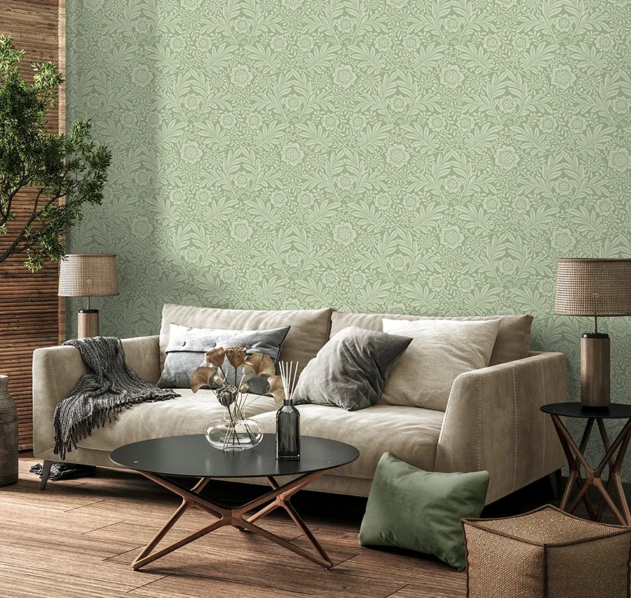 Brewster Home Fashions Camille Sage Damask Wallpaper - SKU M1744
