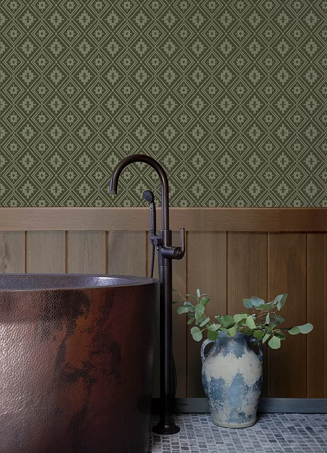 Brewster Home Fashions Camp Blanket Green Wallpaper - SKU 4142-72658